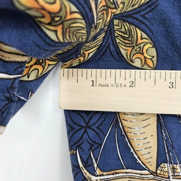 Vintage Kalaheo Shirt Mens Large Hawaiian Button Up Boats Floral AOP Tiki Ki - Picture 6 of 9
